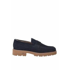 Pantofi loafer din piele intoarsa cu model uni - Albastru imagine