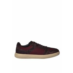 Pantofi sport low-cut cu garnituri din piele intoarsa - Visiniu imagine