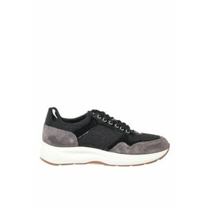 Pantofi sport wedge de lana si piele intoarsa - Gri imagine