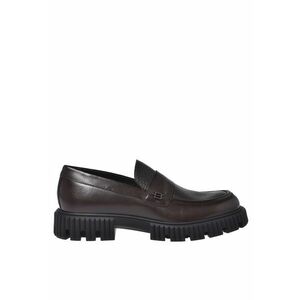 Pantofi loafer din piele cu varf rotund - Maro inchis imagine