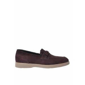 Pantofi loafer din piele intoarsa cu talpa contrastanta - Visiniu imagine