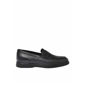 Pantofi loafer penny de piele cu aspect texturat - Negru imagine