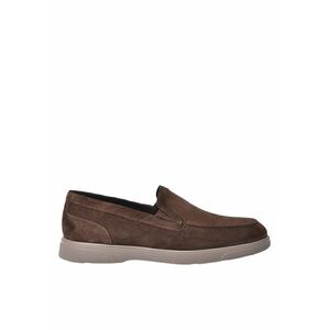 Pantofi loafer din piele intoarsa cu branturi din piele - Maro imagine