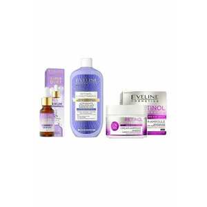 Set ingrijire ten Eveline Retinol Pro Care Crema de noapte pentru primele riduri - 50 ml + Ser reparator pentru fata Super Duet cu retinol - 18 ml + Lapte de corp netezitor ultra-bogat Retinol & Niacynamid - 350 ml imagine