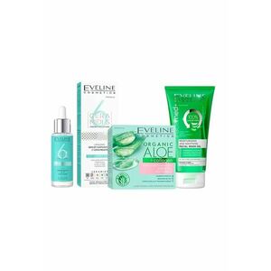 Set ingrijire ten Eveline Aloe Glow - Crema-gel hidratanta si calmanta - 50 ml + Ser reparator lipidic cu ceramide - 30 ml + Gel de curatare fata - Facemed+ cu Aloe Vera - Moisturising and Soothing 3in1 - 150 ml imagine