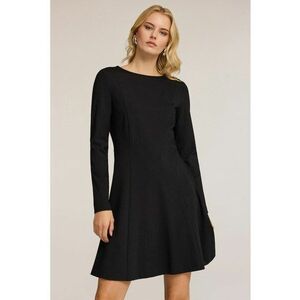 Rochie scurta cu maneci lungi si croiala in A - Negru imagine