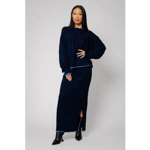 Set Sylvie cu fusta mix lana si casmir Navy 14614 - Bleumarin imagine
