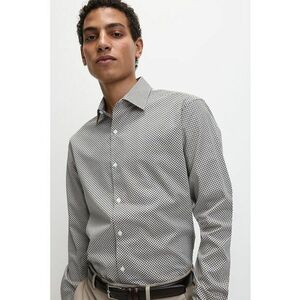 Camasa regular fit cu imprimeu geometric - Bej/Bleumarin imagine
