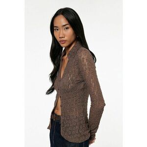 Camasa slim fit semitransparenta - Maro imagine