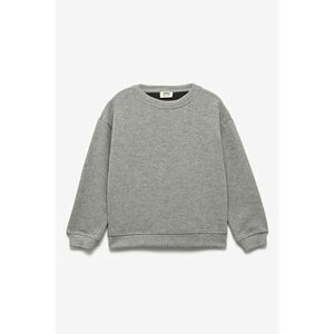 Bluza de trening cu decolteu la baza gatului si maneci cazute - Gri melange imagine