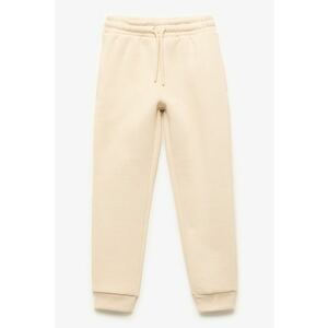 - Pantaloni de trening din amestec de bumbac cu snur de ajustare - Bej deschis imagine