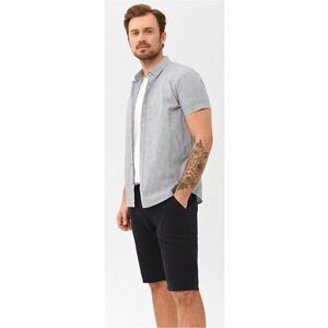 Camasa cu maneci scurte C-Bars pentru barbati - din bumbac - Albastru cu carouri - Regular Fit imagine