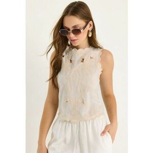 Top dama LUCCI cu broderie - bej - textil imagine