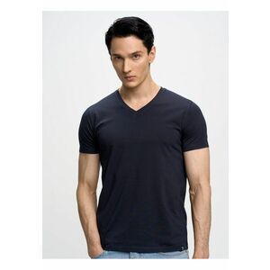 Tricou simplu cu guler în V - Bleumarin imagine