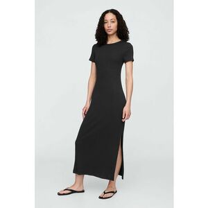 Rochie lunga din amestec de modal si bumbac - Negru imagine