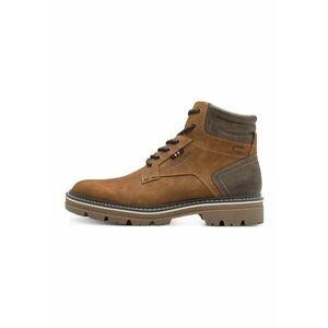 Ghete de piele exologica cu garnitura din material textil - Caramel imagine