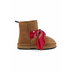 Ghete de piele fara inchidere cu funda - Rosu/Alb optic/Caramel imagine