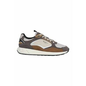 Pantofi sport cu model colorblock si garnituri din piele intoarsa - Alb/Caramel/Gri inchis imagine