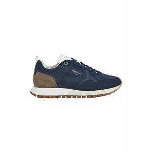 Pantofi sport cu talpa wedge si garnituri din piele intoarsa - Maro inchis/Bleumarin imagine