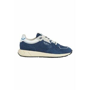 Pantofi sport cu garnituri din piele intoarsa si plasa - Alb/Albastru inchis imagine