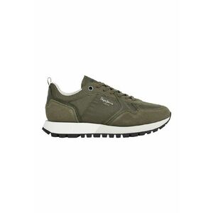 Pantofi sport cu talpa wedge si garnituri din piele intoarsa - Kaki imagine