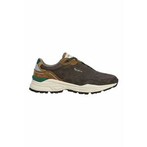 Pantofi sport din piele intoarsa cu varf rotund - Maro inchis/Caramel imagine