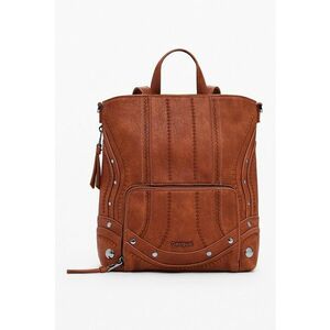 Rucsac din piele ecologica cu detalii brodate - Caramel imagine