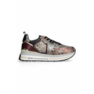Pantofi sport de piele ecologica cu model piele de sarpe - Visiniu/Gri/Piersica imagine
