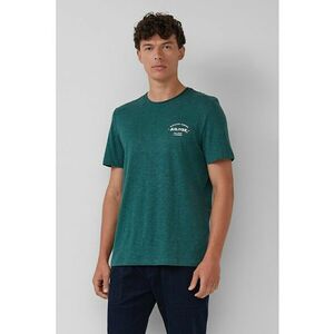 Tricou cu decolteu la baza gatului si imprimeu logo pe piept - Verde englez imagine