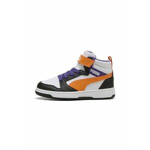 Pantofi sport mid-cut cu velcro Rebound V6 - Alb/Portocaliu mandarina/Albastru indigo imagine