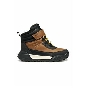 Ghete de piele ecologica cu insertii textile - Negru/Caramel imagine