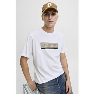 Tricou cu logo pe piept - Alb/Maro nisip imagine