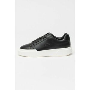Pantofi sport de piele cu sireturi si logo stantat - Alb/Negru imagine