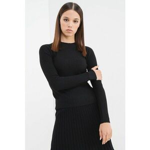 Pulover slim fit cu decolteu la baza gatului - Negru imagine
