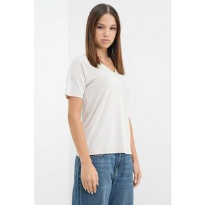 Tricou din amestec de modal cu decolteu in V - Bej deschis imagine