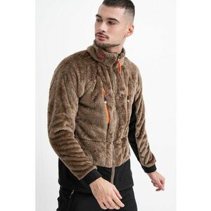 Bluza de trening pufoasa cu fermoar si buzunare Uliste - Maro taupe imagine