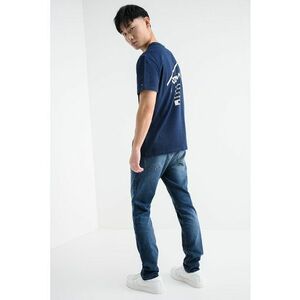 Tricou de bumbac cu imprimeu logo pe partea din spate Signature - Alb/Bleumarin imagine