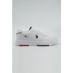 Pantofi sport din piele ecologica cu detaliu logo - Alb/Bleumarin imagine