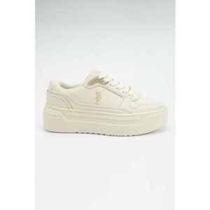 Pantofi sport din piele ecologica cu talpa flatform - Bej deschis imagine