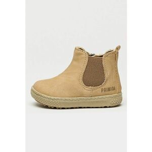 Ghete de piele nabuc cu segmente din material textil - Maro nisip imagine