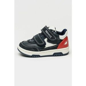 Pantofi sport de piele si piele intoarsa - Rosu vermillion/Bleumarin imagine