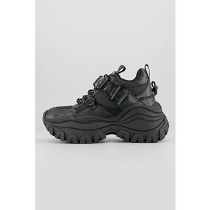 Pantofi sport de piele ecologica cu sireturi - Negru imagine
