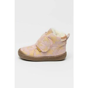 Ghete din piele intoarsa cu bareta velcro - Auriu/Roz imagine