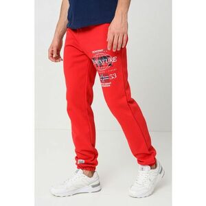 Pantaloni de trening cu snur in talie si imprimeu Molkovitz - Rosu imagine