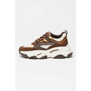 Pantofi sport cu piele intoarsa Progressive - Alb/Bronz imagine