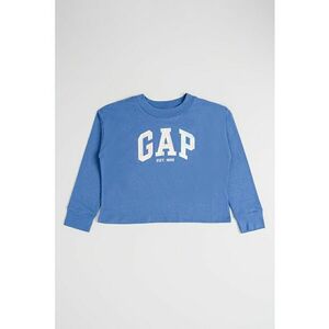 Bluza cu logo si decolteu rotund - Albastru prafuit imagine