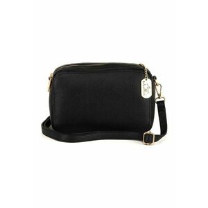 Geanta crossbody de piele cu aspect granulat - Negru imagine