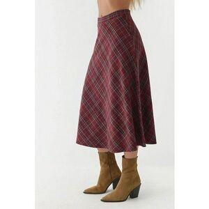 Fusta fusta maxi A-line - inchidere cu fermoar - rosu - textil imagine