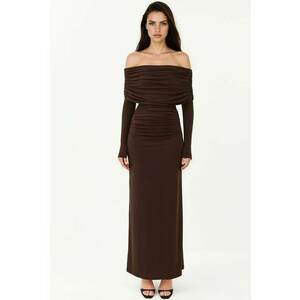 Rochie Maxi Bodycon - umeri goi - maro scortisoara - jerseu imagine