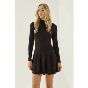 Rochie mini - guler - negru - poliester imagine